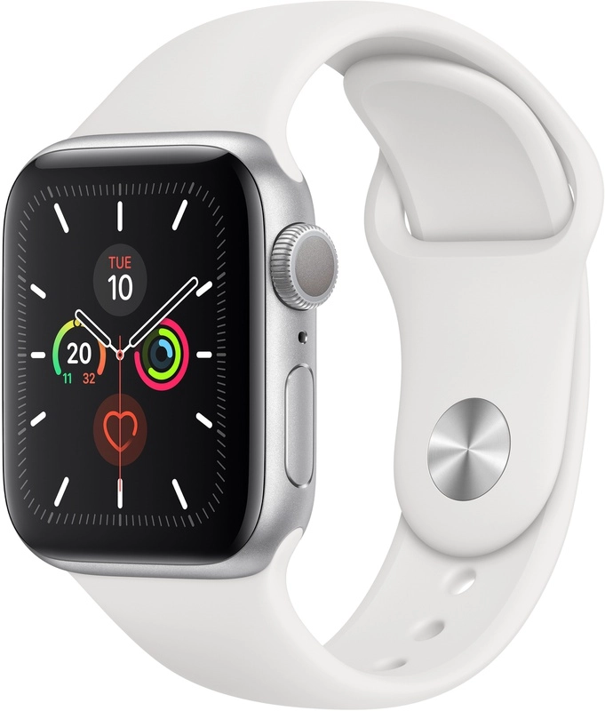 Apple Watch Series 5 (44mm) aluminium, sportbandje Zilver (Wit) Apple Watch Series 5 (44mm) aluminium, sportbandje Zilver (Wit)